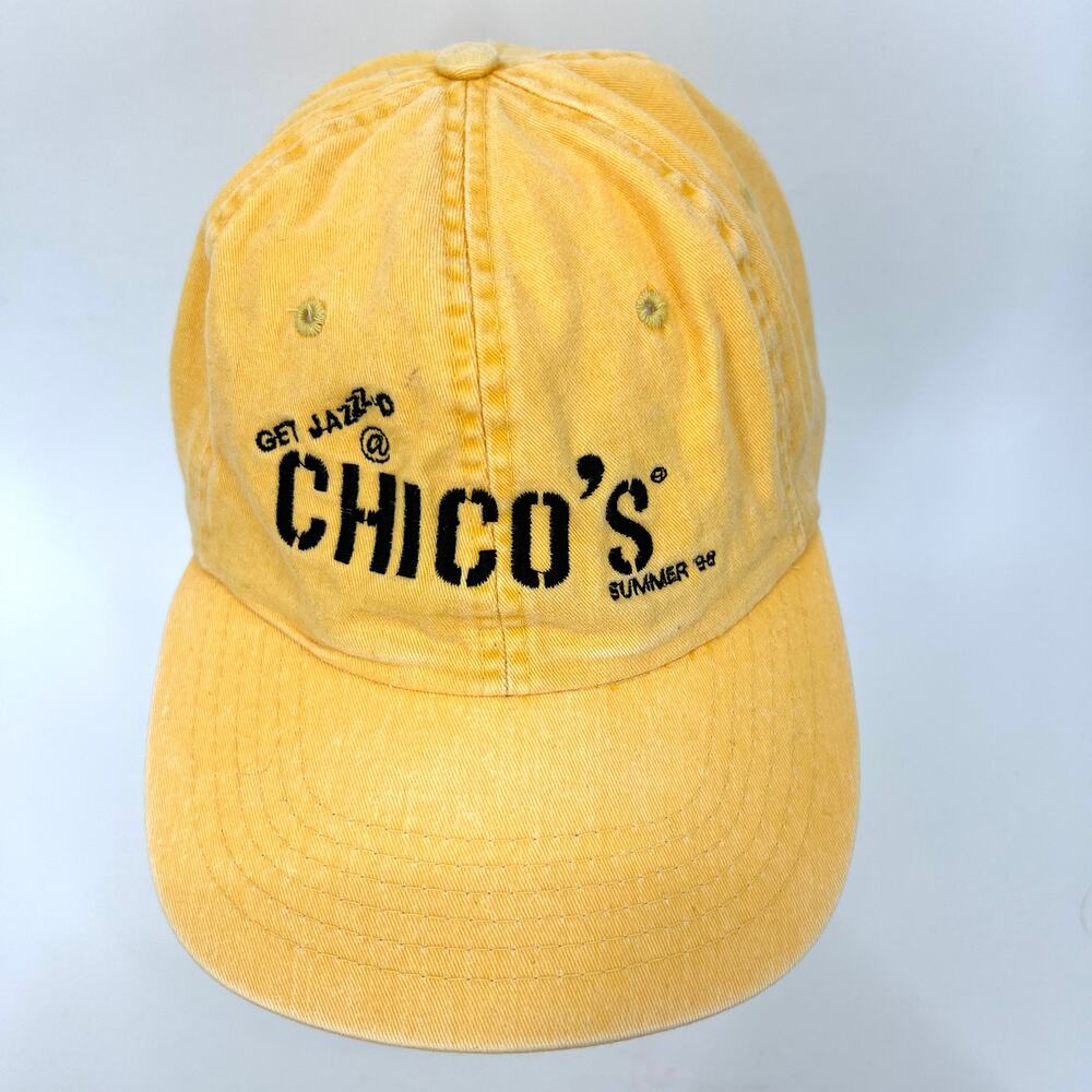 Vintage Chico's Summer '98 Yellow Adjustable Baseball Cap Hat One Size Fits Most